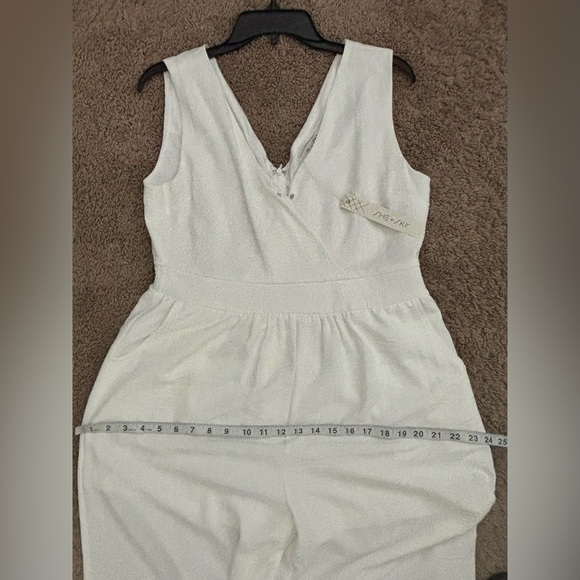 She + Sky white wide leg sleeveless jumpsuit V-neck LSY3899 - Picture 12 of 14